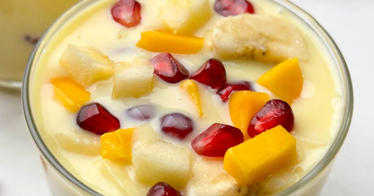 Simple and delicious recipe for Custard with Fresh Fruits